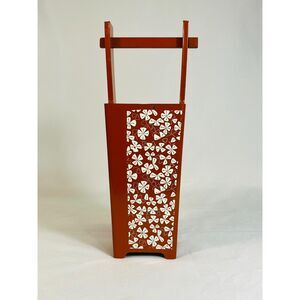 Japanese Ikebana Wooden Vase Handle White Floral